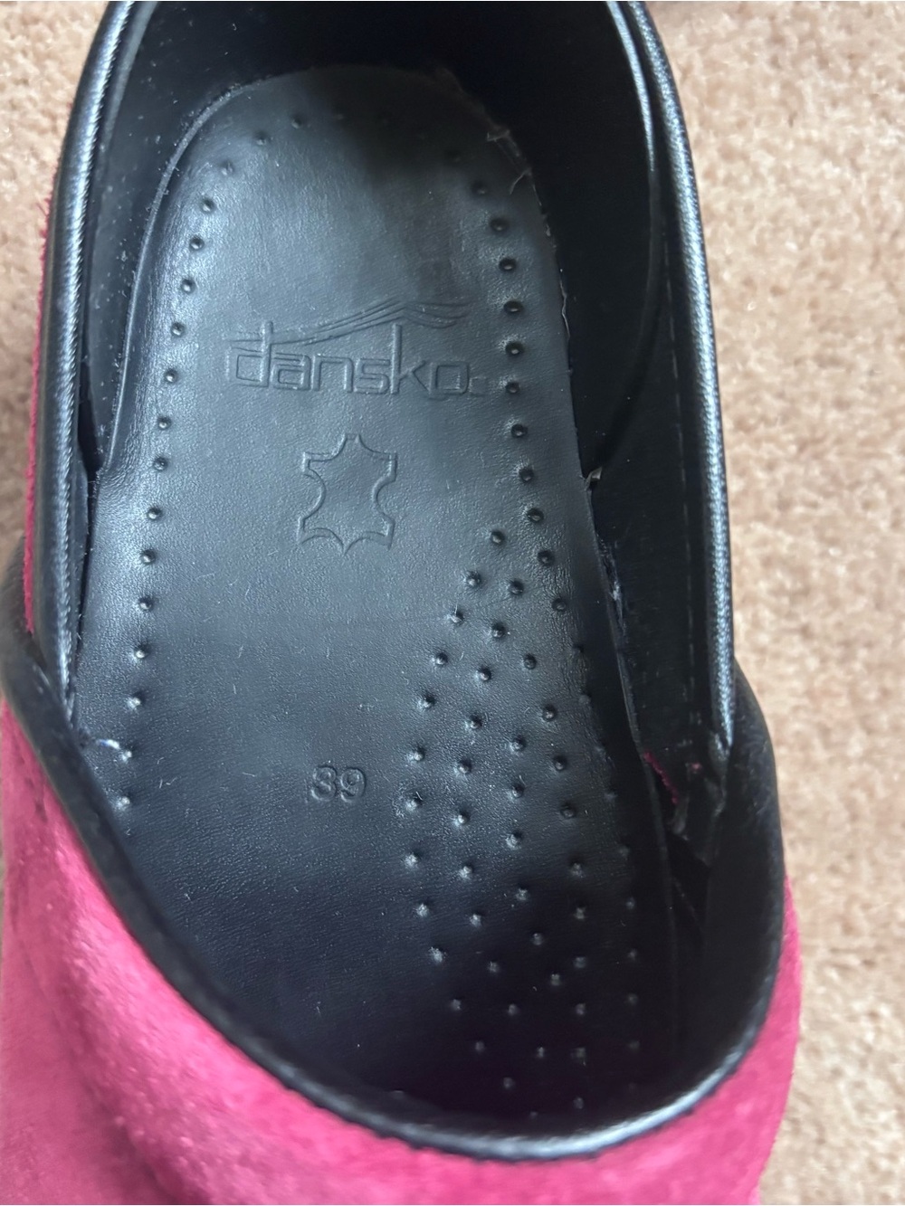 Dansko Red Suede Clogs Shoes Slip On 39 Comfort Medical Nursing - Picture 5 of 6